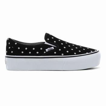 Női Vans Suede Polka Dot Classic Slip-On Platform Cipő VA7436918 Fekete/Fehér